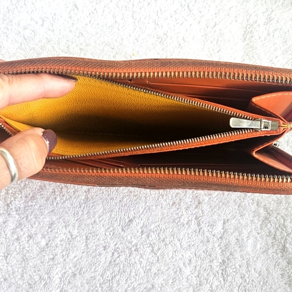 GOYARD Long Leather Wallet Matignon GM Wallet Orange Signature Chevron In Box - Picture 6 of 10